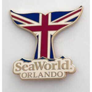 Sea World SeaWorld Orca Killer Whale Tail British Flag FL Orlando Lapel Pin